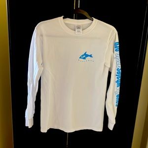 Save the Whales Again “Whale-man” white long sleeve shirt
